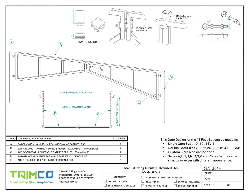 Manual Swing HH-Series Tubular Galvanized Steel Double and Single Barr