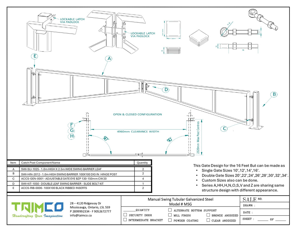 Manual Swing S-Series Tubular Galvanized Steel Double and Single Barri