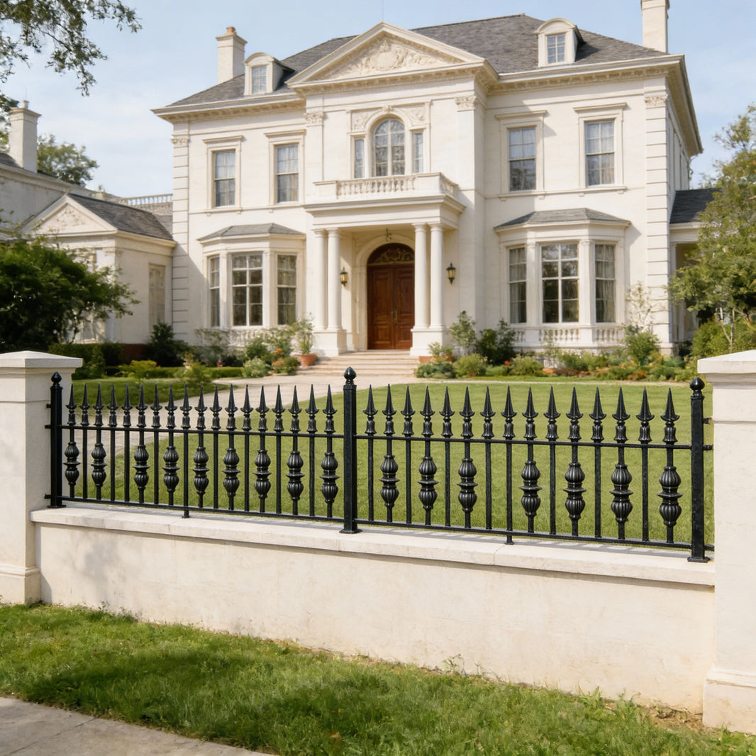 Wrought Iron Top & Garden Low Wall Railing - Wrought Iron Fence Model # OFP930