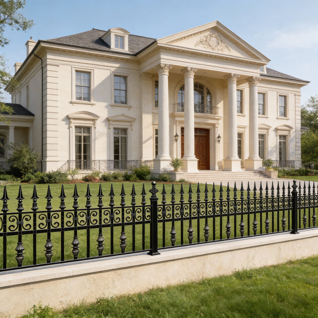 Wrought Iron Top & Garden Low Wall Railing - Wrought Iron Fence Model # OFP931