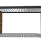 Brick archway with metal canopy on a white background