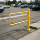 Industrial-grade yellow P-gate security barrier for commercial loading zones and perimeter access.
