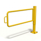 Yellow commercial P-gate access barrier for parking lot entry management and vehicle restriction.