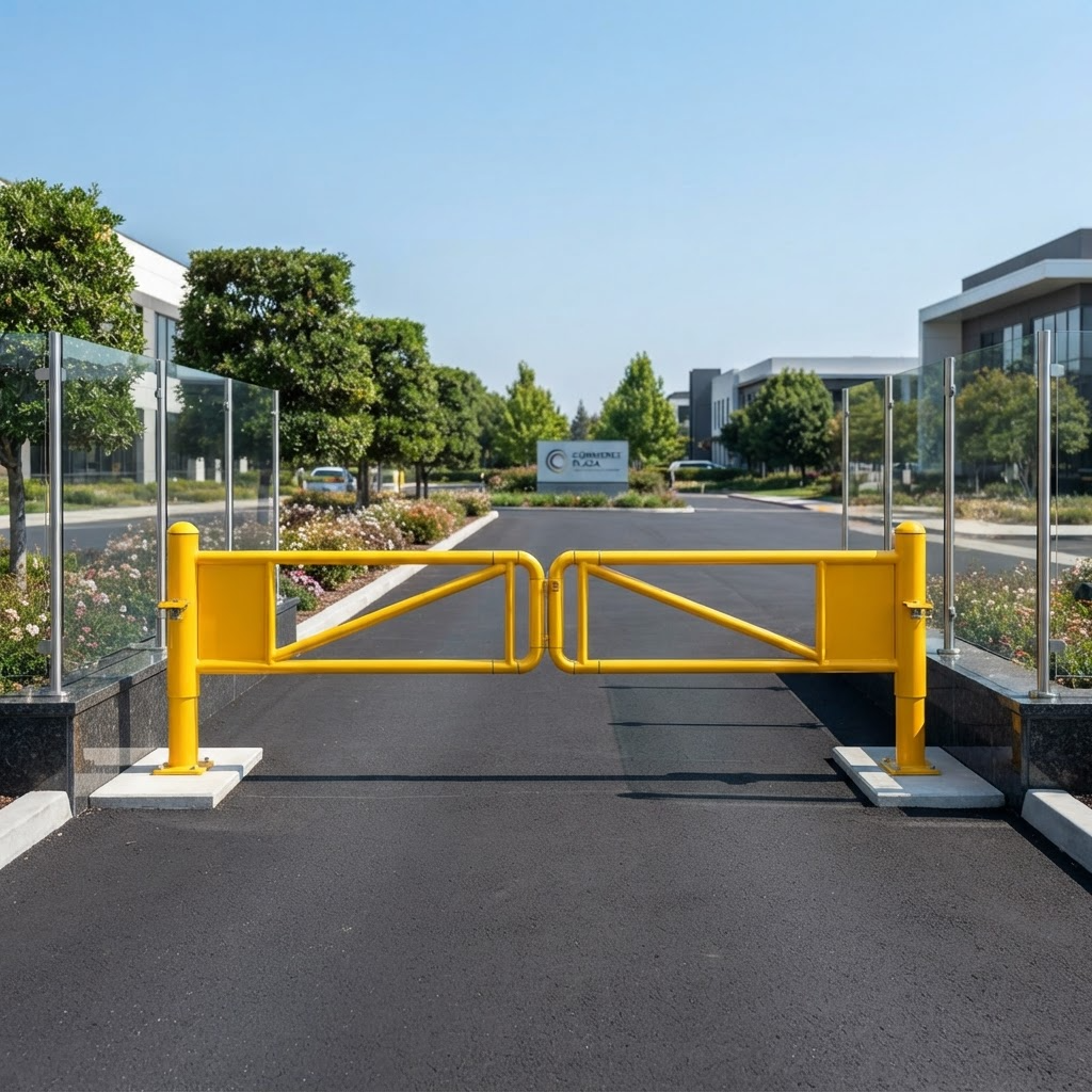 TAIMCO heavy-duty metal swing gate designed for pedestrian and light traffic control