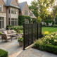 Decorative outdoor metal screen with contemporary geometric design