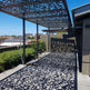 Heavy duty 3 mm steel privacy partition with pebble pattern artwork