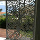 Modern landscape privacy panel with laser cut tree branches and foliage