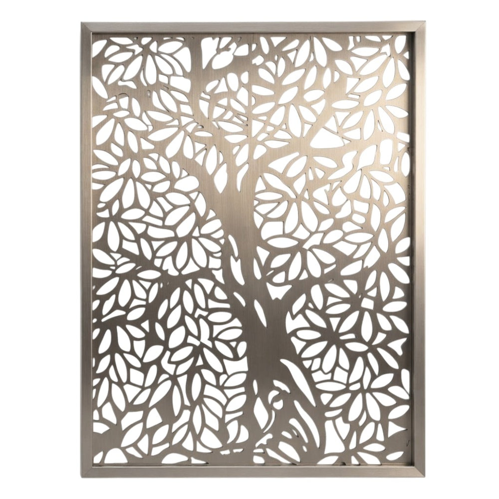 Contemporary tree silhouette metal privacy screen for outdoor spaces