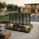 Outdoor garden privacy screen featuring detailed tree and leaf artwork