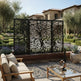 Modern landscape privacy panel with laser cut tree branches and foliage