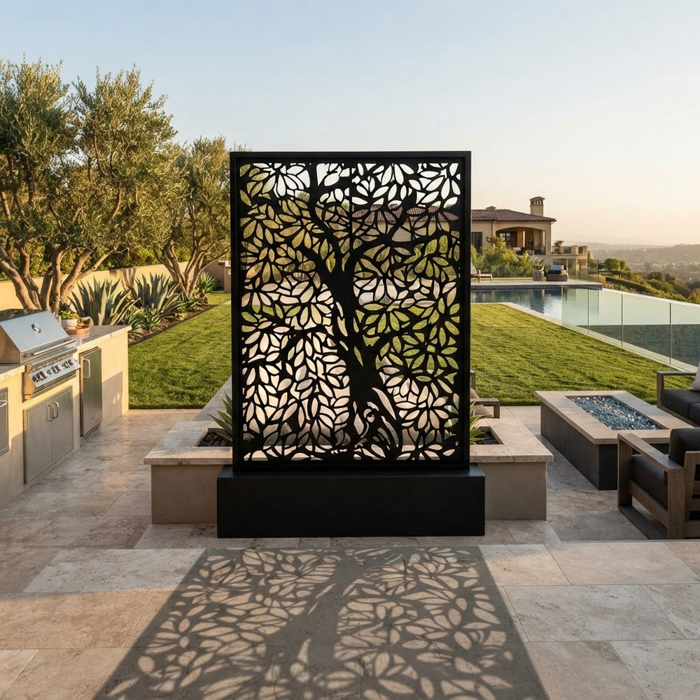 Custom tree design metal screen for residential and commercial projects