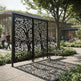 Laser cut tree pattern privacy panel with powder coated architectural finish