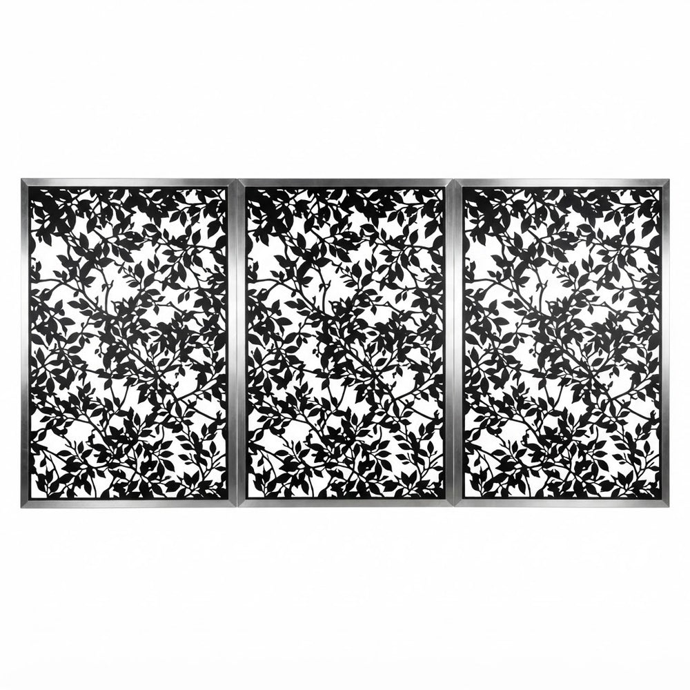 Architectural privacy screen panel with decorative climbing vine design