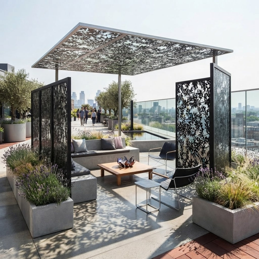 Botanical Vine Metal Privacy Screen | Decorative Steel Panel