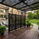 Heavy duty 3 mm steel privacy panel with decorative scrollwork artwork
