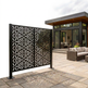 Decorative outdoor metal screen with contemporary geometric design