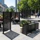 Custom powder coated metal screen with modern repeating pattern
