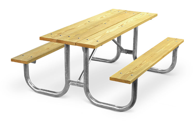 Picnic Table Galvanized Fame wood top 6 Feet Long | Model PT183