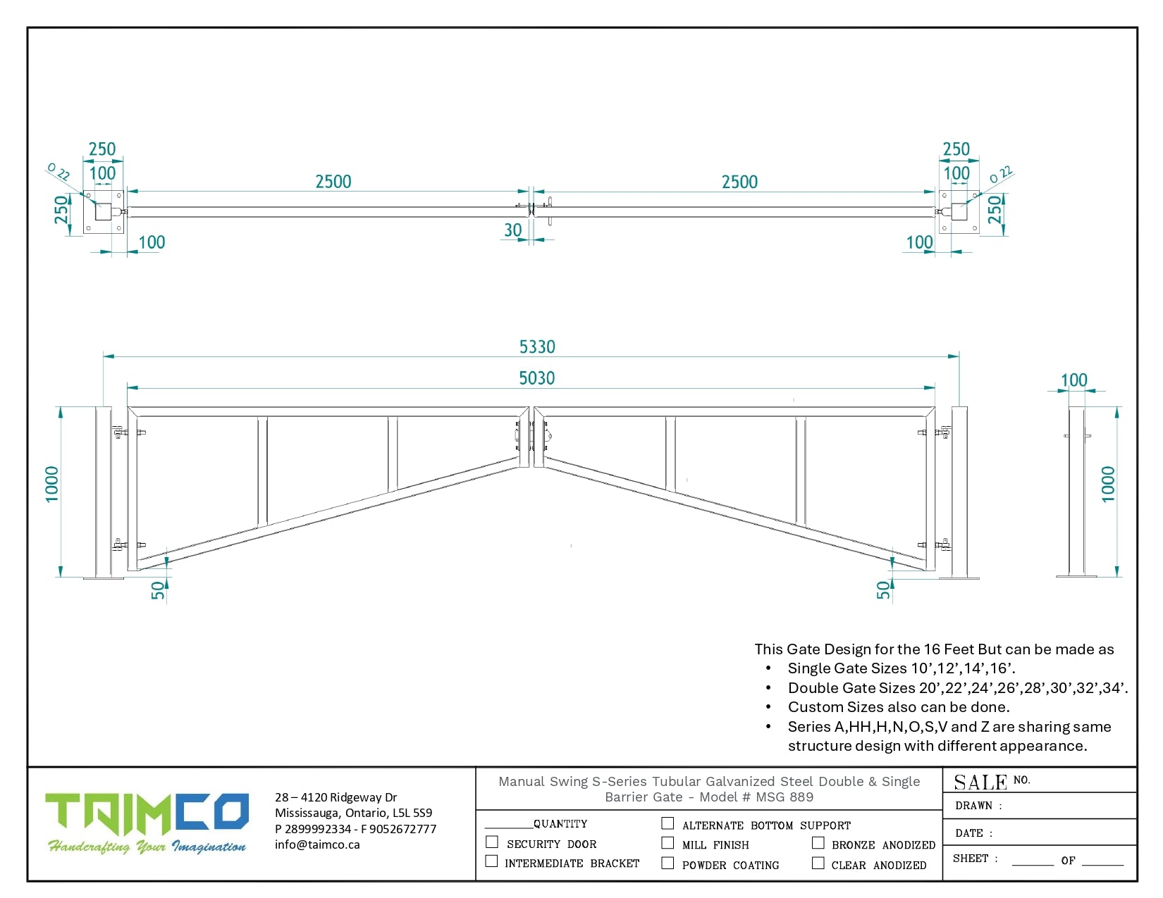 Manual Swing S-Series Tubular Steel Double and Single Barrier Gate - M