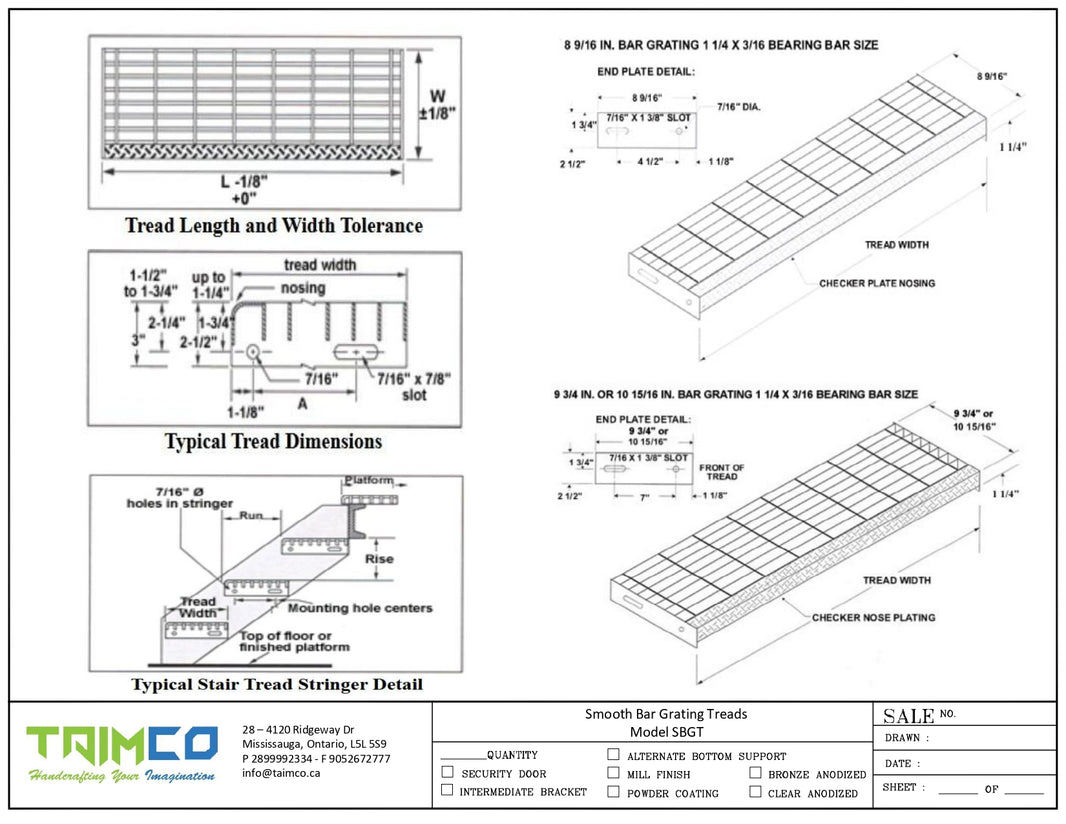 Smooth Bar Grating Treads Model SBGT