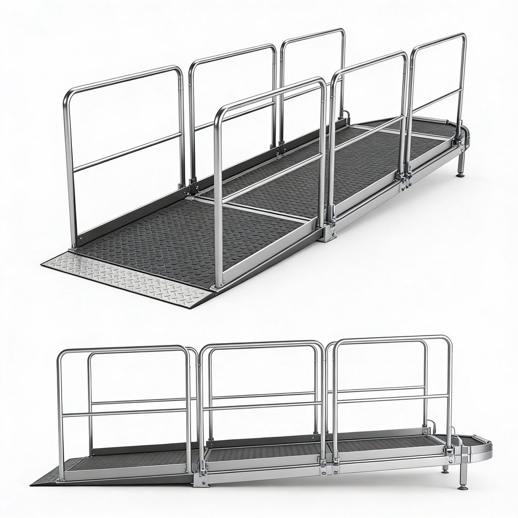 Equipment Ramp with Hand Rail 12" 24" and 36" High - Model SERAM122436