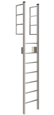 Tubular Rail Low Parapet Access Ladder with Roof over Rail Extensions | Model # SL1480