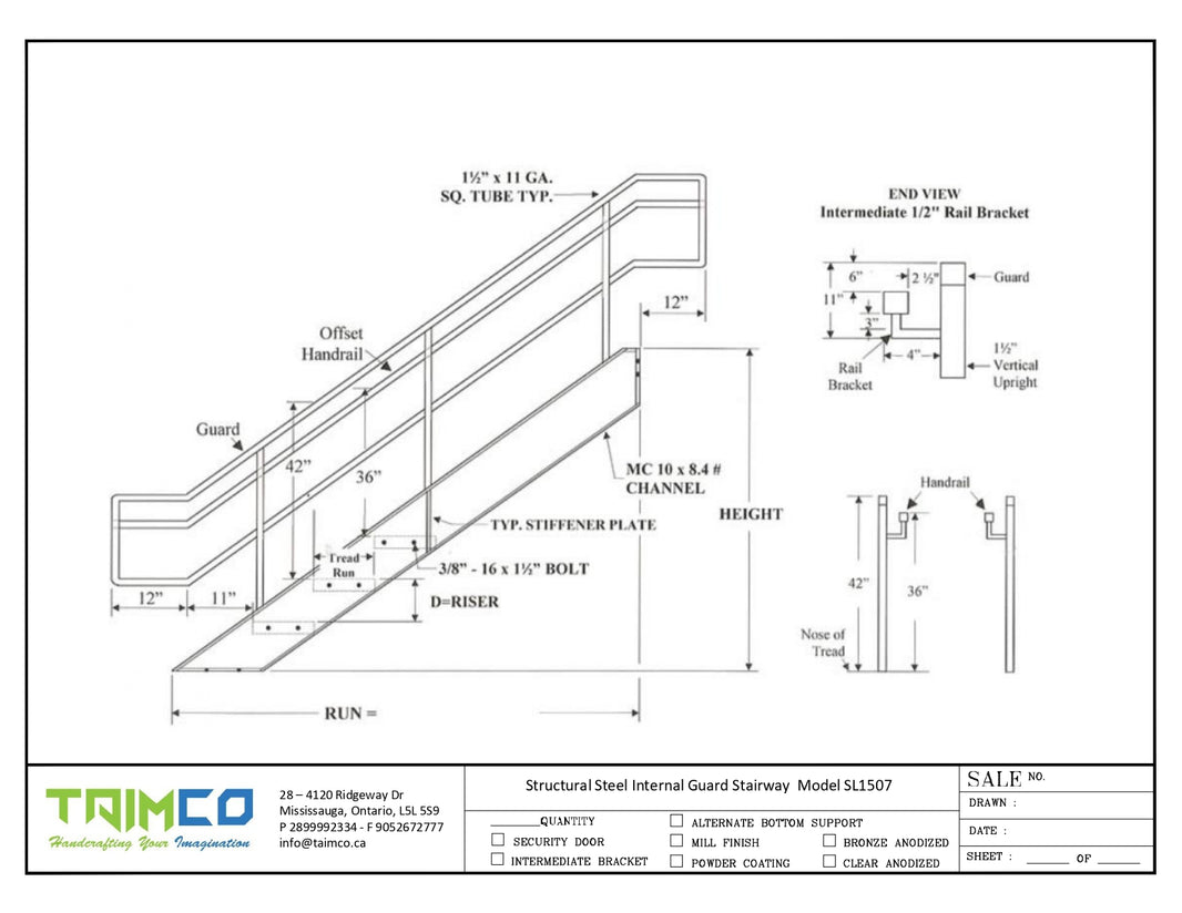 IBC Structural Steel Internal Guard Stairway Model SL1507