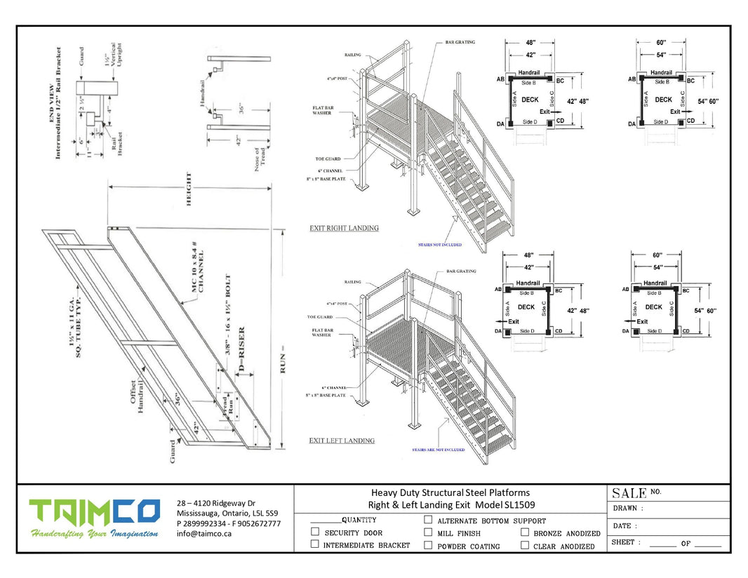 Structural Steel Platforms Right and Left Exit Model SL1509