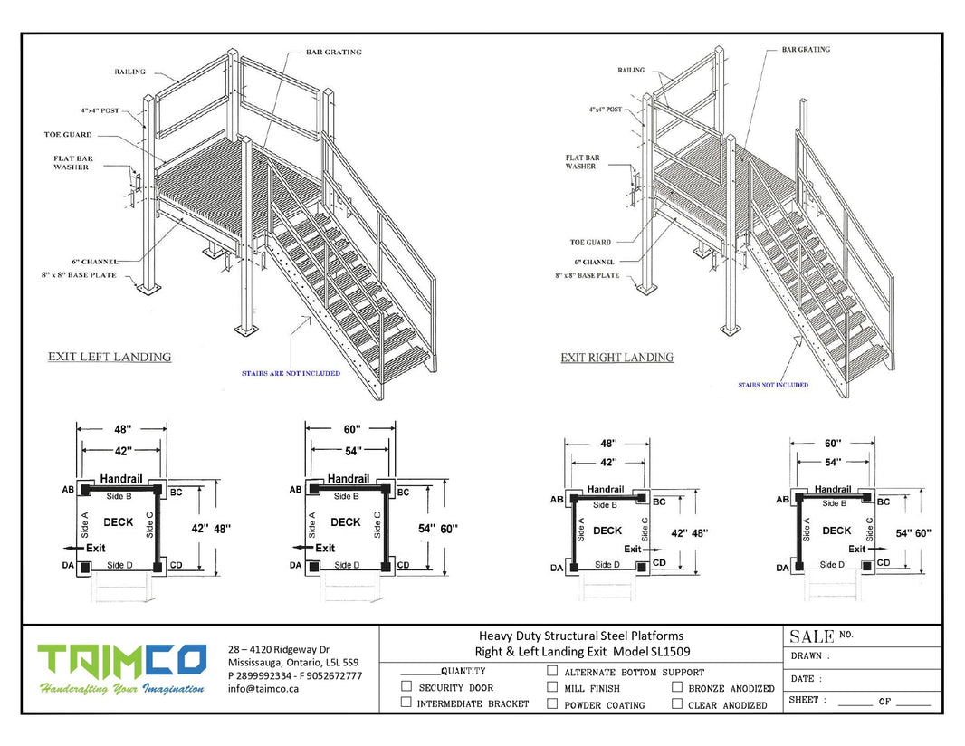 Structural Steel Platforms Right and Left Exit Model SL1509