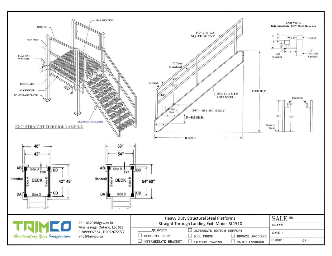 Structural Steel Platforms Straight Through Landing Exit Model SL1510