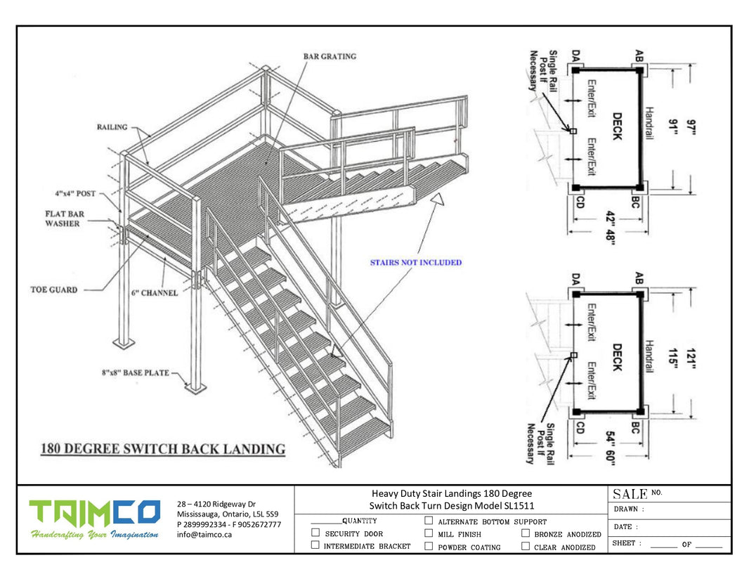 Heavy Duty Stair Landings 180 Degree Switch Back Turn Design Model SL1511