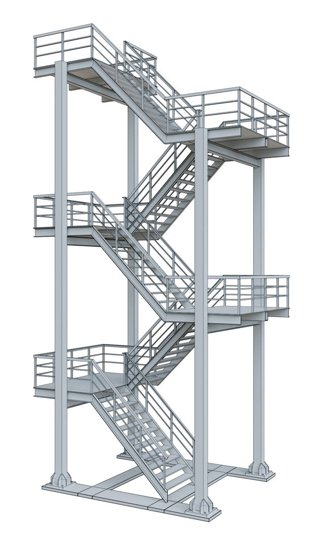 External Fire Escape Steel Stair and Landing Towers IBC Compliance Model SL1513