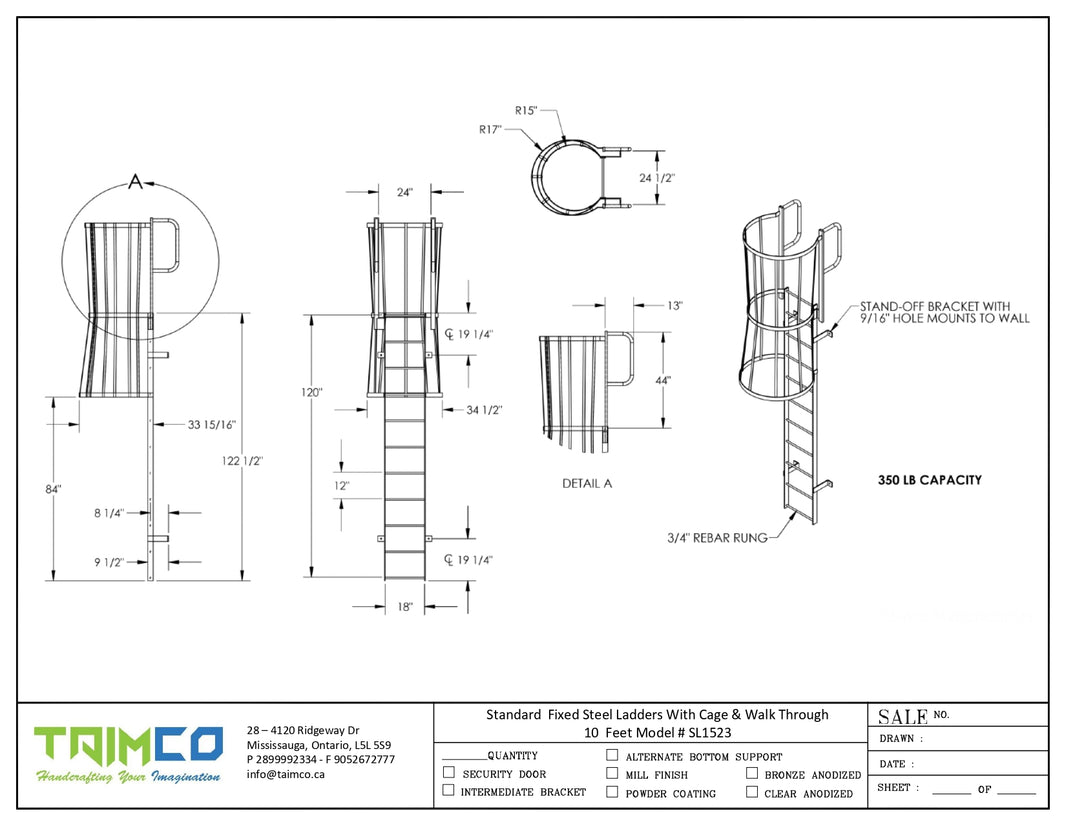 Standard  Steel Ladders with Walk Through and Safety Cage Model # SL1523