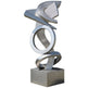 Abstract metal sculpture on a white background