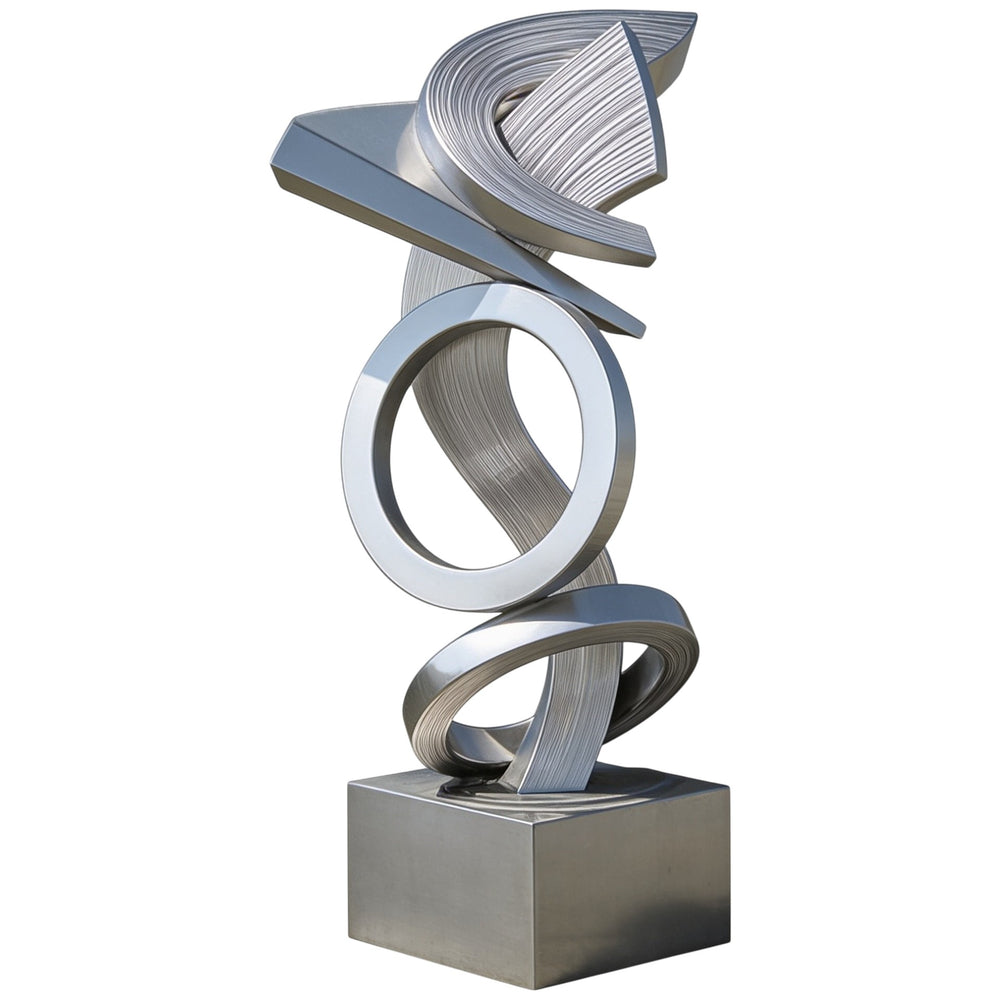 Abstract metal sculpture on a white background