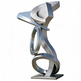 Silver abstract sculpture on a white background