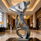 Modern abstract sculpture in a luxurious lobby setting