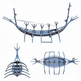 Polished metal sculpture featuring upward‑curved abstract forms inspired by a stylized Viking ship