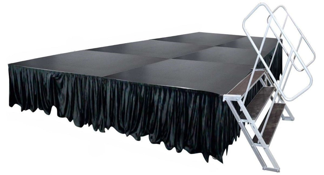 Stage Platform 8X12 Feet Portable and Height Adjustable & Black Stage Skirts Model STA3458X12