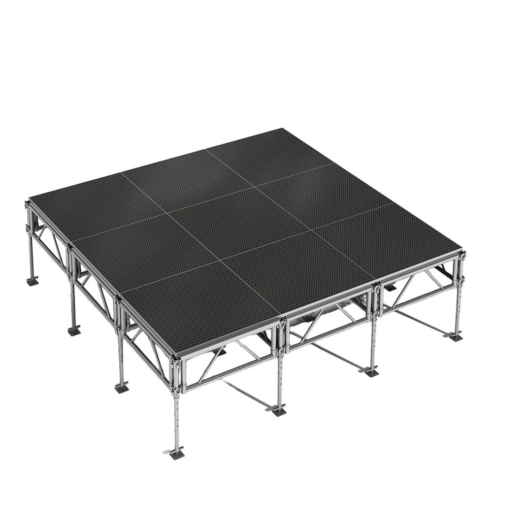 Outdoor Stage System 12' x 12' Adjustable Height 24"-48" Industrial Finish - Model STAOD1212