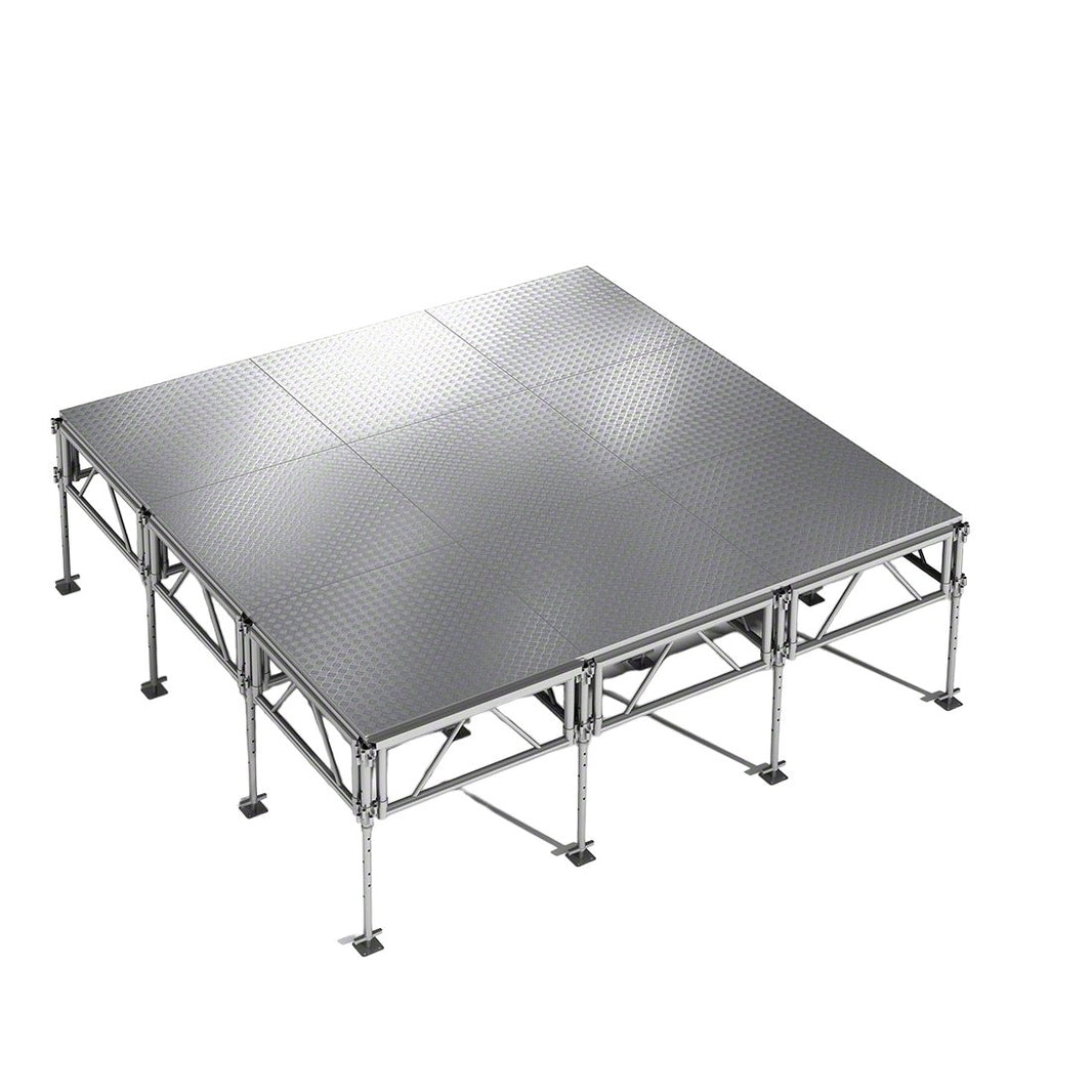 Outdoor Stage System 12' x 12' Adjustable Height 24"-48" Industrial Finish - Model STAOD1212