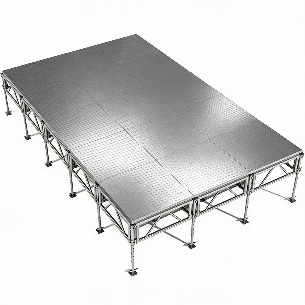 Outdoor Stage System 12' x 20' Adjustable Height 24"-48" Industrial Finish - Model STAOD1220