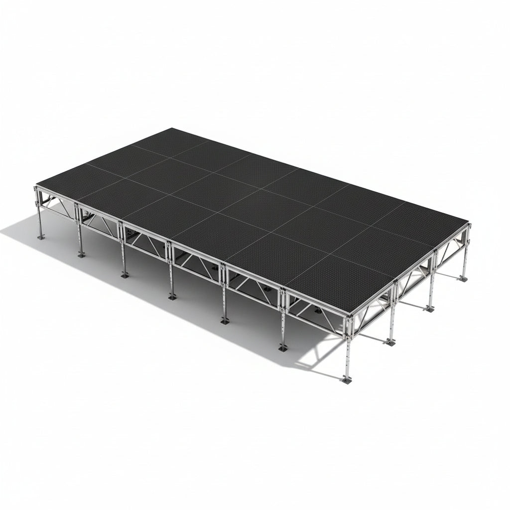 Outdoor Stage System 12' x 24' Adjustable Height 24"-48" Industrial Finish - Model STAOD1224