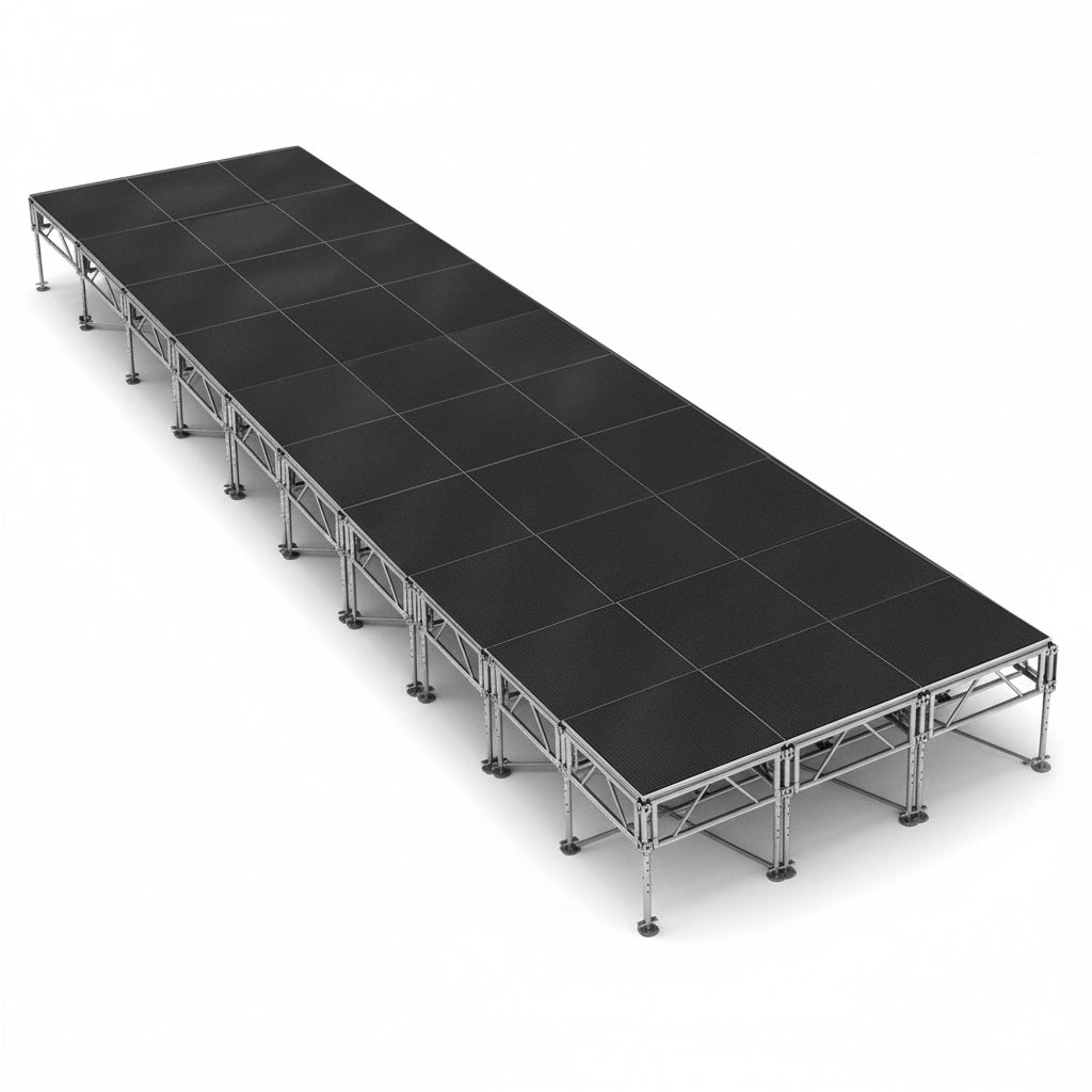 Outdoor Stage System 12' x 40' Adjustable Height 24"- 48" Industrial Finish - Model STAOD1240