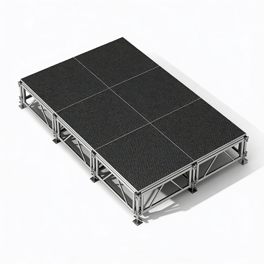 Outdoor Stage System 12' x 8' Adjustable Height 24"-48" Industrial Finish - Model STAOD128