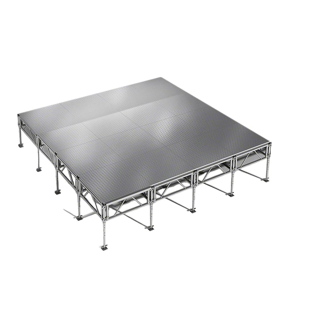 Outdoor Stage System 16' x 16' Adjustable Height 24"-48" Industrial Finish - Model STAOD1616