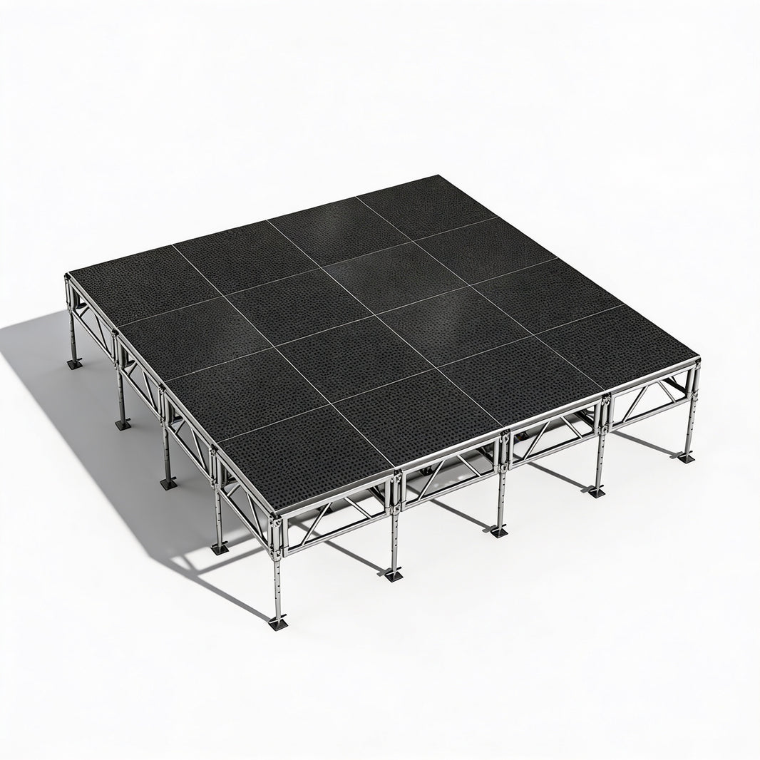 Outdoor Stage System 16' x 16' Adjustable Height 24"-48" Industrial Finish - Model STAOD1616