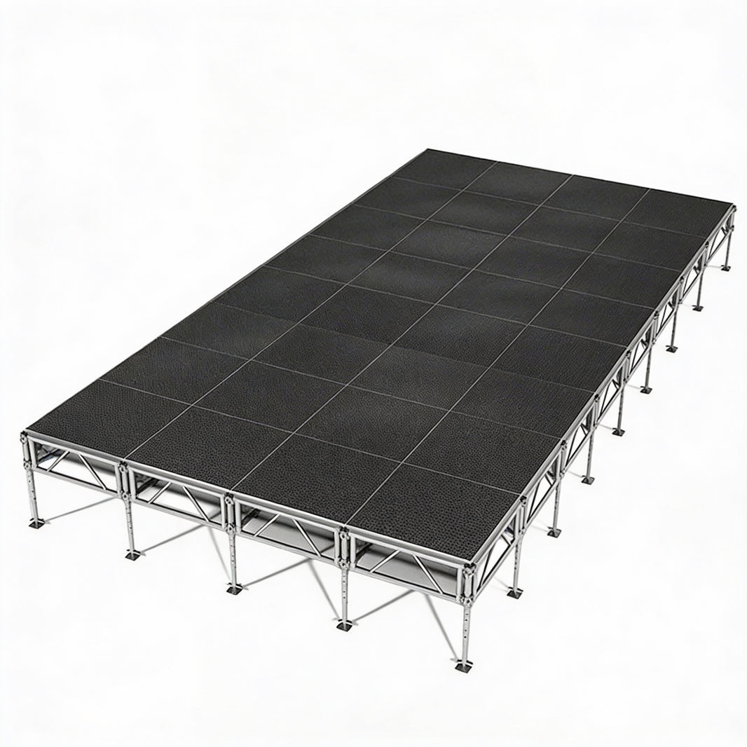 Outdoor Stage System 16' x 32' Adjustable Height 24"- 48" Industrial Finish - Model STAOD1632