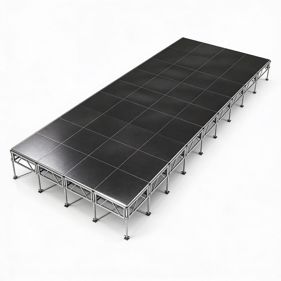 Outdoor Stage System 16' x 36' Adjustable Height 24"- 48" Industrial Finish - Model STAOD1636