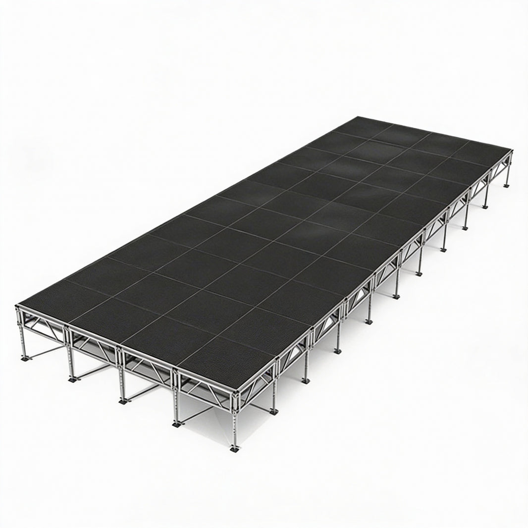 Outdoor Stage System 16' x 40' Adjustable Height 24"- 48" Industrial Finish - Model STAOD1640